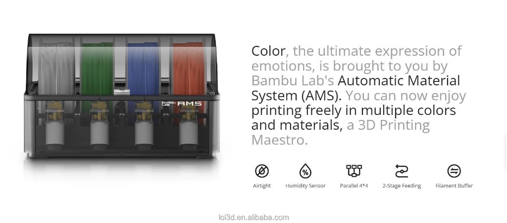 Bambu lab x1 series x1-carbon combo ams fully automatic leveling high speed multicolor support 16 color 3d printer fdm