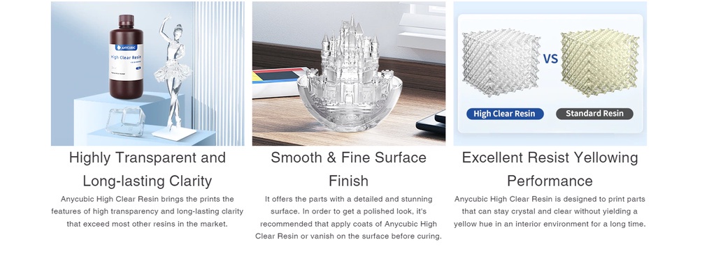 Anycubic high-clear resin 3d printer resin high-clear 365 - 405nm for lcd / dlp