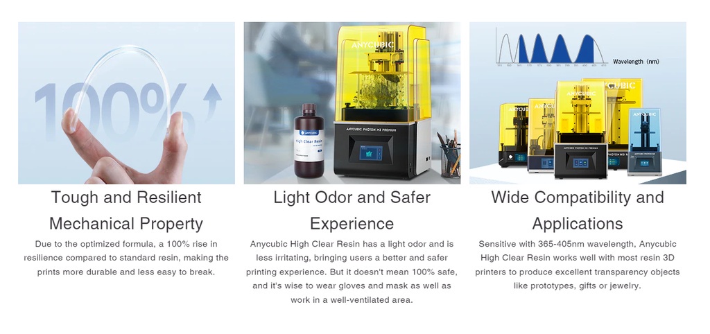Anycubic high-clear resin 3d printer resin high-clear 365 - 405nm for lcd / dlp