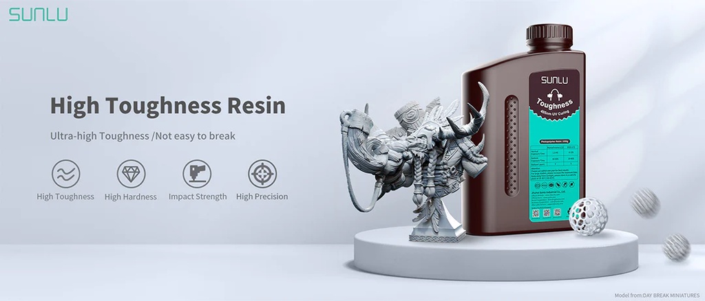 Sunlu high toughness 3d printer resin, fast curing strong 405nm photopolymer resin for 2k 4k 8k lcd dlp sla resin ,1kg
