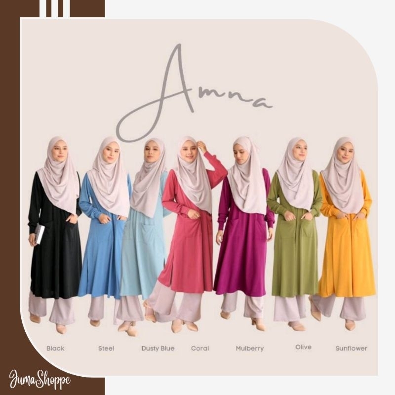 BLOUSE AMNA ( BELLO SCARVES ) BLOUSE TAK PAYAH GOSOK | BLOUSE LABUH | POKET | ZIP MENYUSU | UMRAH