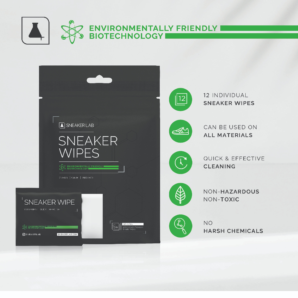 Sneaker LAB Shoe Cleaner Wipes 12 Individual Pieces Per Pack