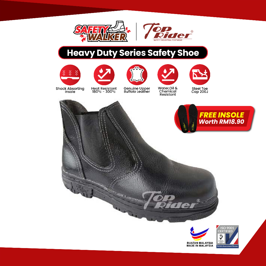 [FREE INSOLE] Safetywalker Top Rider Heavy Duty Series Safety Shoe SF839 Safety Boots Mens