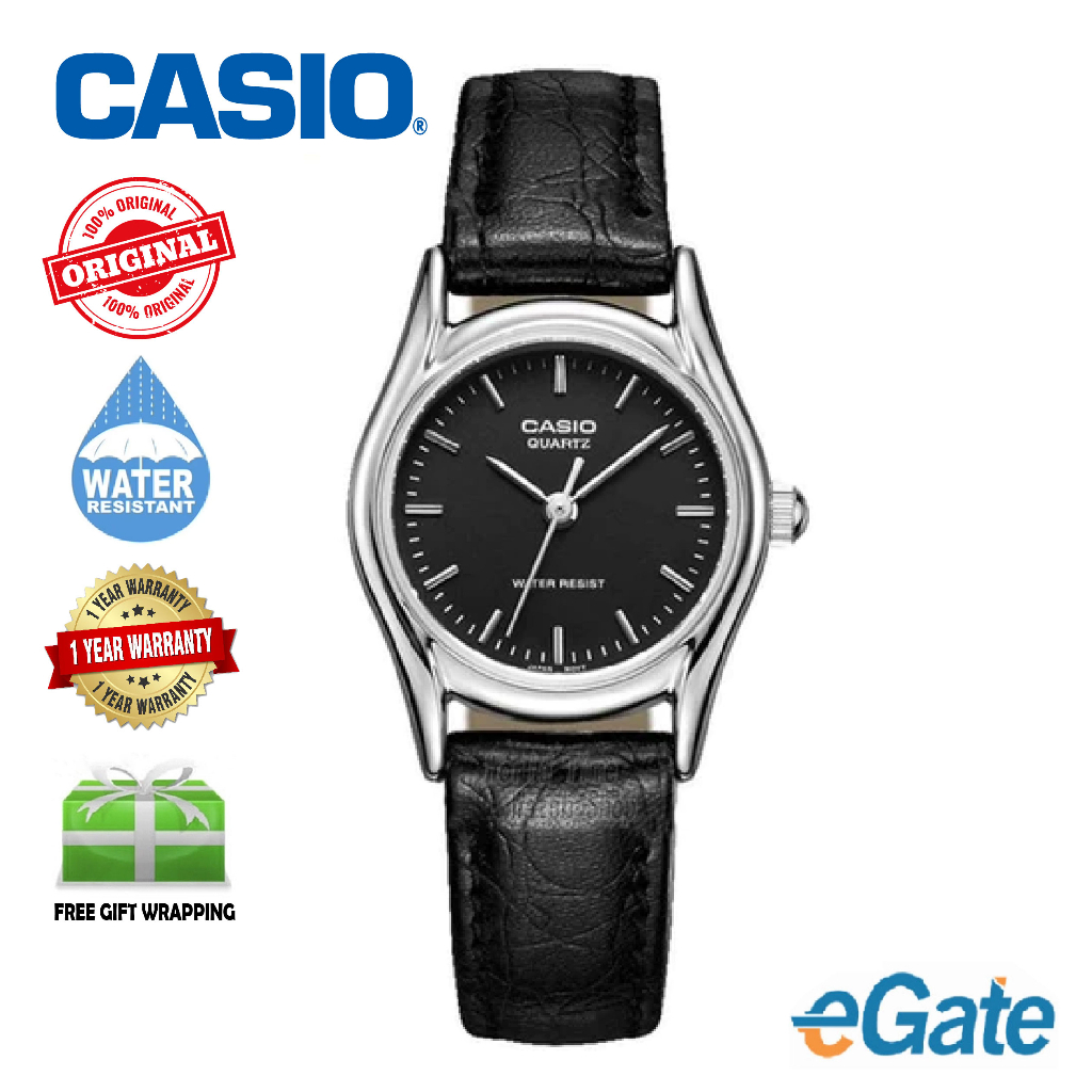 Casio Black Leather Strap Watch for Women LTP-1094E-1ARDF | Shopee Malaysia