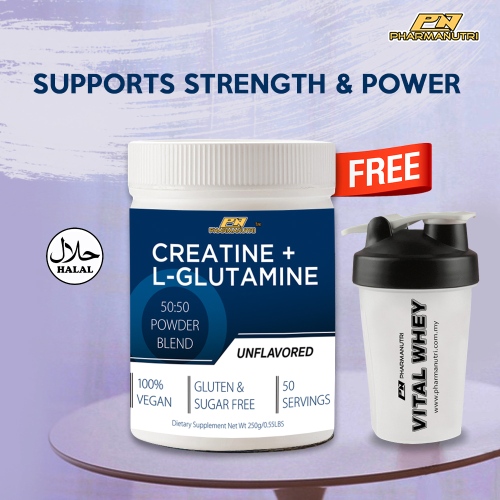 Pharmanutri Creatine Monohydrate + Glutamine 250 g (50 serving) 2 in 1
