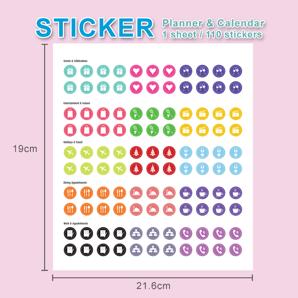 110Pcs Calendar Planner Stickers Scrapbooking School Stationery Diary Bullet Journal Accessories Label Festive Stickers