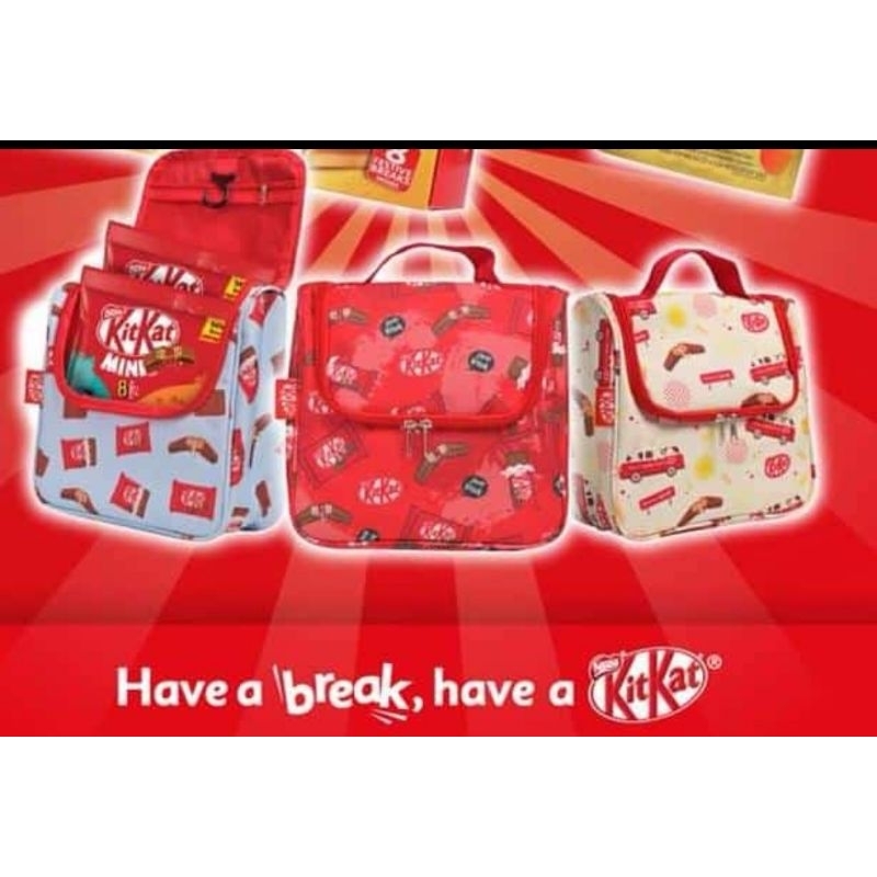 KIT KAT TRAVEL BAG + 2X KIT KAT CHOC MINI SAIZ WARNA BEG BOLEH