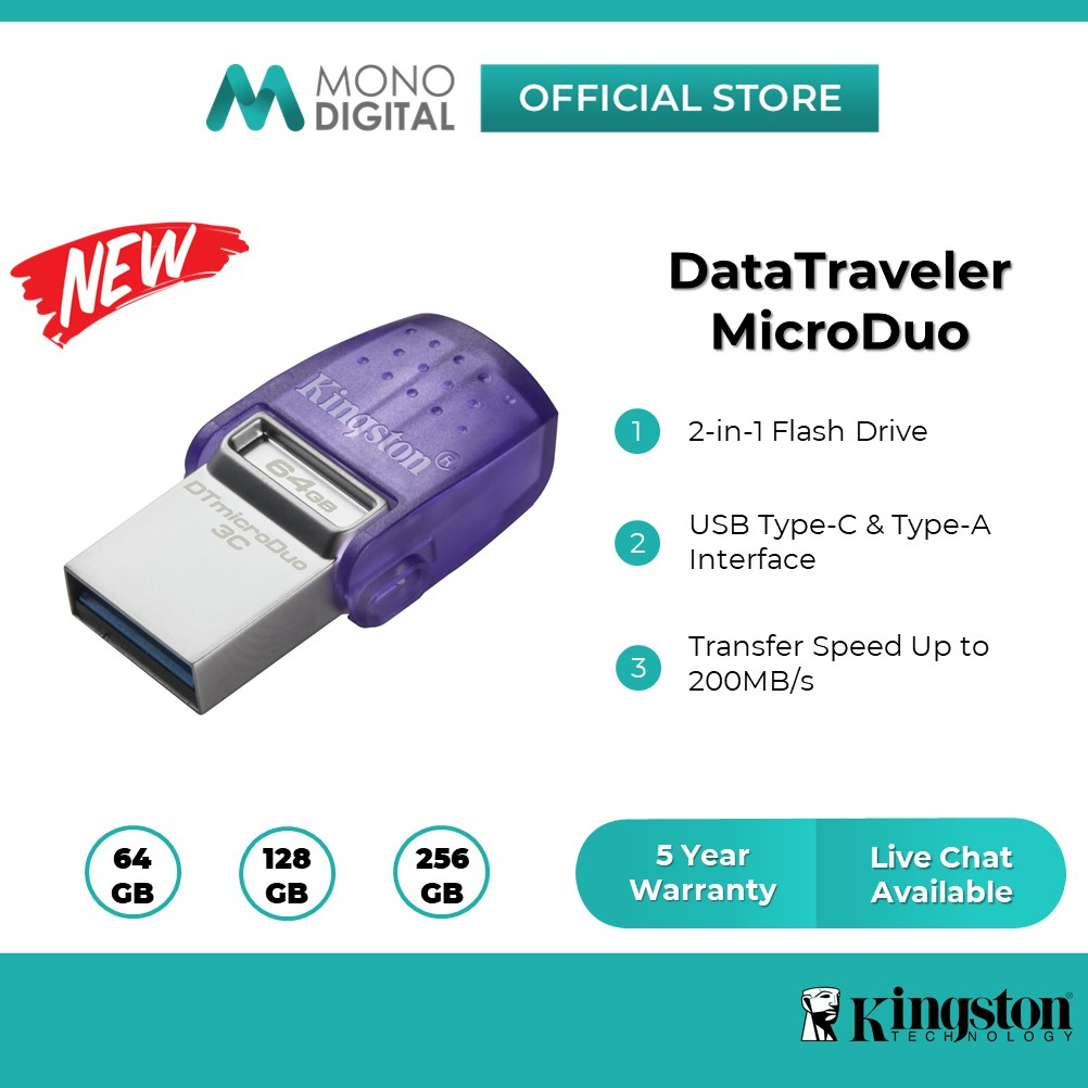 Kingston Datatraveler Microduo 3c Dual Drive Otg Usb Type C Flash Drive Pendrive For Pc 1903