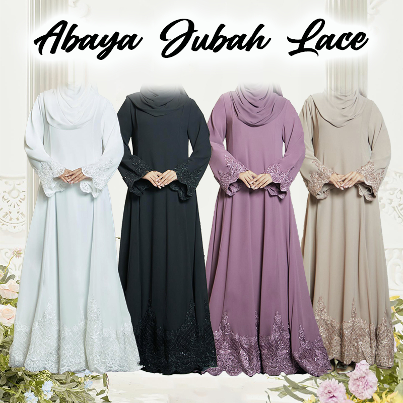 Jubah dress lace muslimah best sale