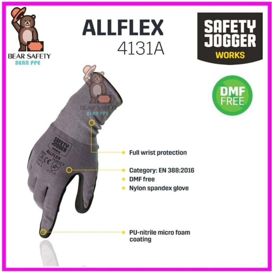 Hand Protection Safety Jogger - Allflex 4131 Safety Gloves (Nylon Nitrile) Sarung Tangan