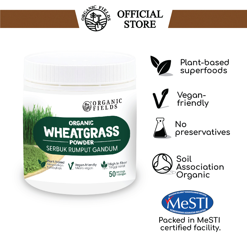 ORGANIC FIELDS Organic Wheatgrass Powder (100g) Superfood
