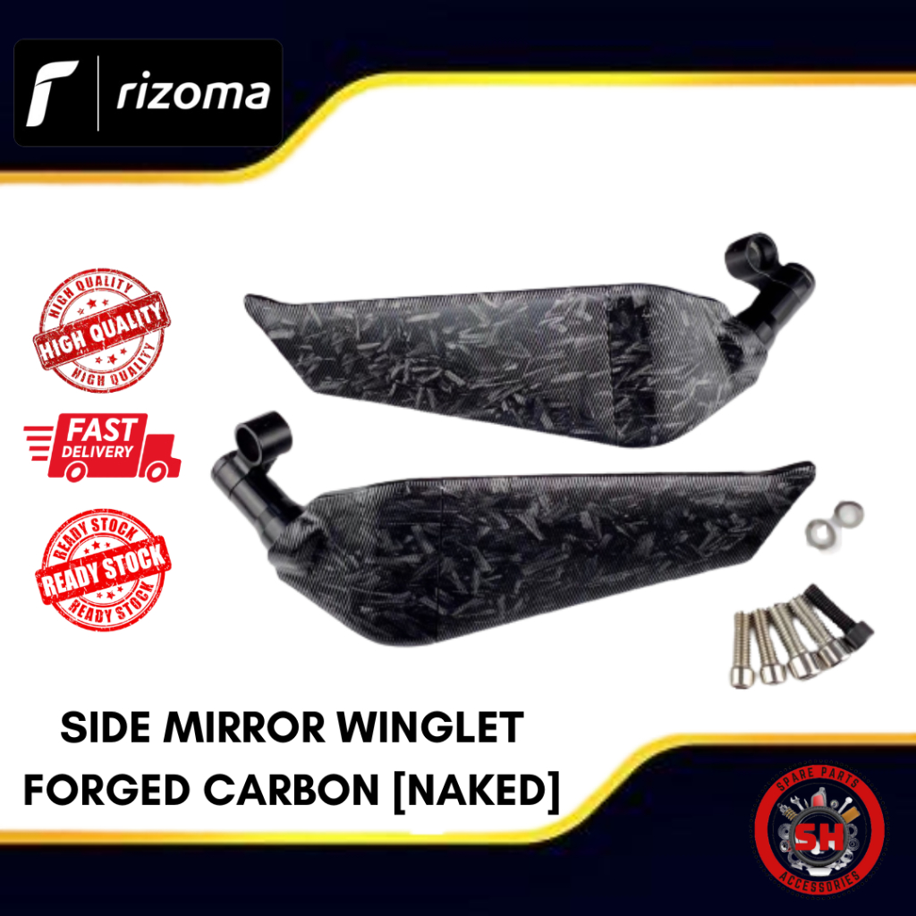 Side Mirror Winglet Forged Carbon Naked Rizoma Ready Stock Aksesori