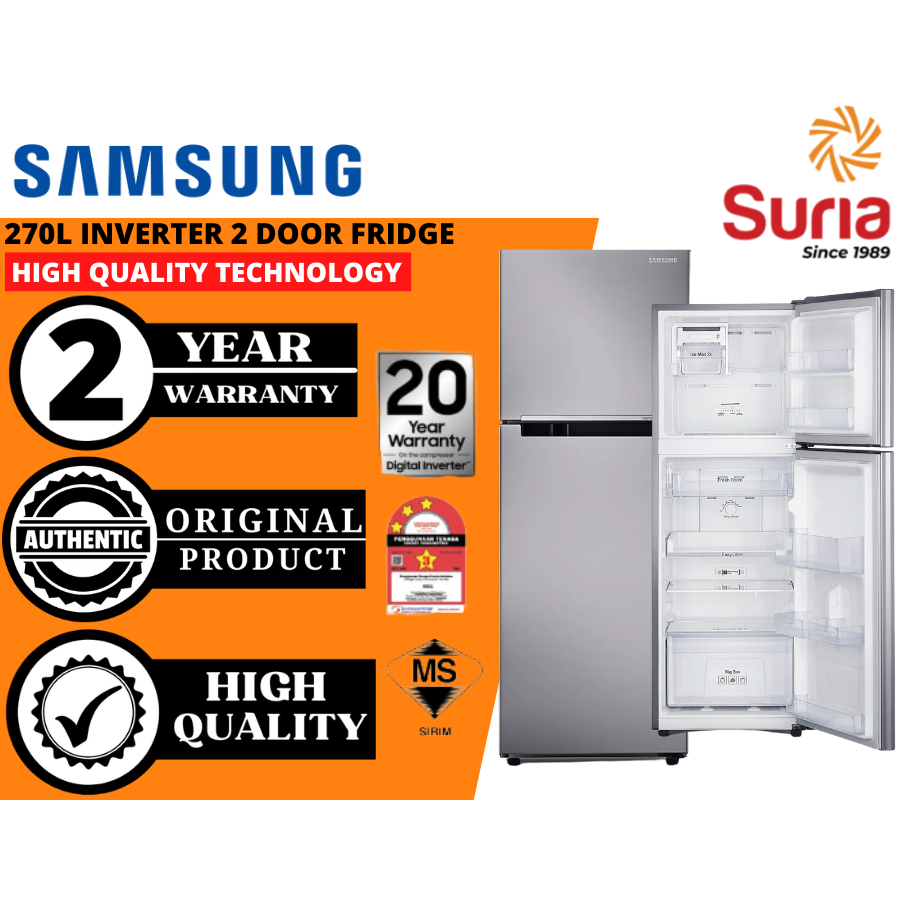(Free Delivery Penang,Kedah & Perlis) Samsung 270L Digital Inverter 2 Door Refrigerator 2 Pintu