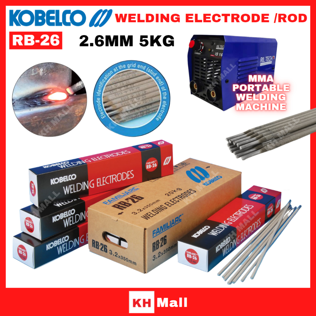 KOBELCO WELDING ELECTRODE RB26 2.6MM Electrode Ubat Welding Rod 5KG ...