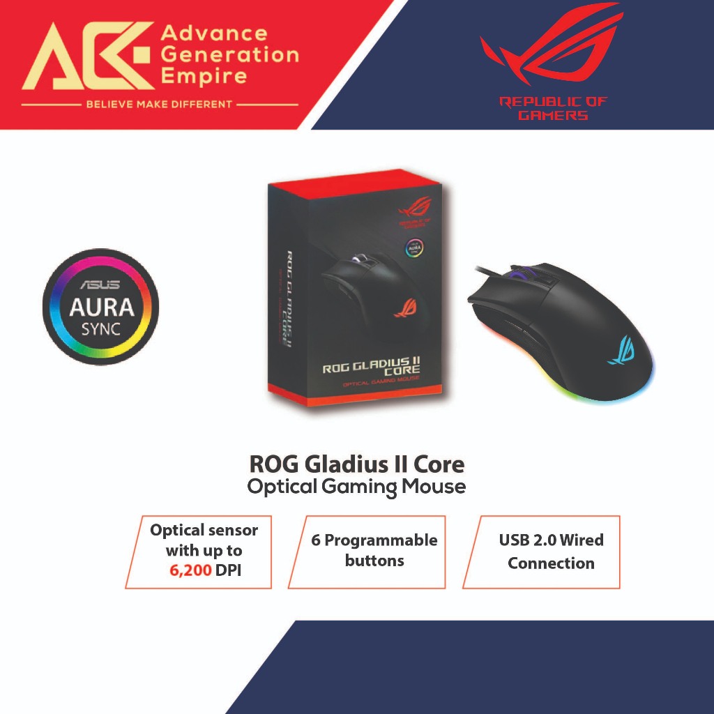 ROG Gladius II Core Wired Gaming Mouse | Shopee Malaysia