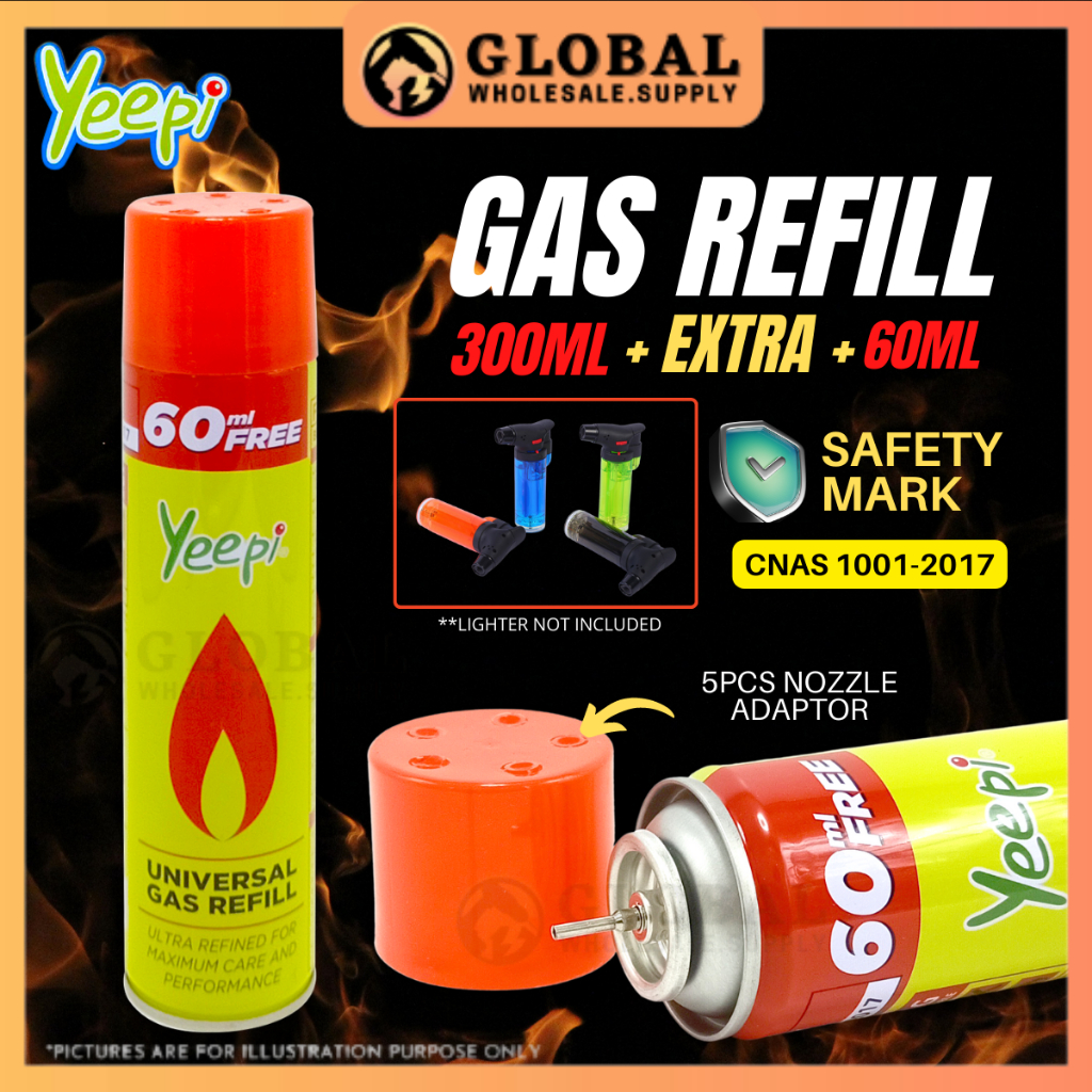 [READY STOCK] Yeepi 300+60ml Universal Gas Lighter Refill Gas Refill
