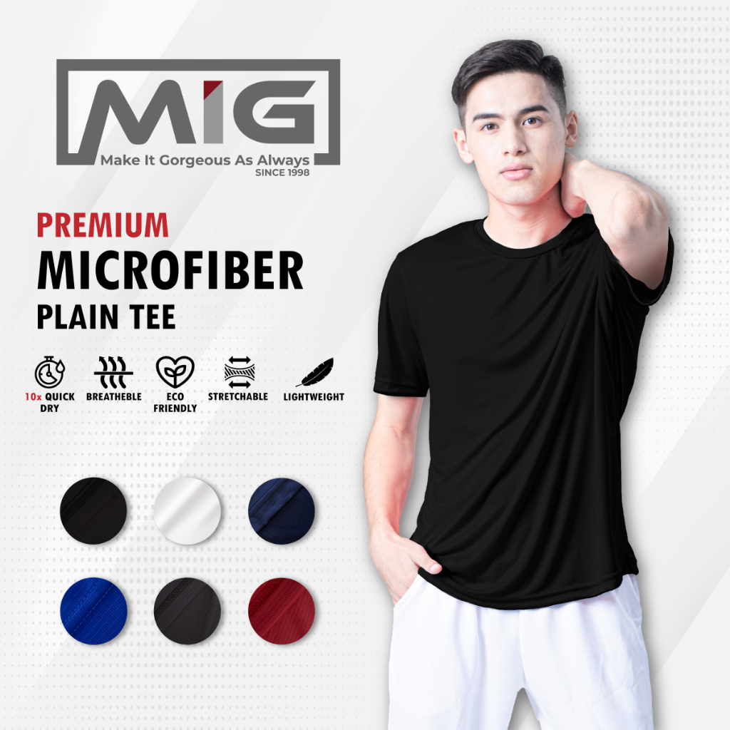 MIG 130gsm Filament Microfiber Lengan Pendek Baju Unisex Quick Dry T Shirt