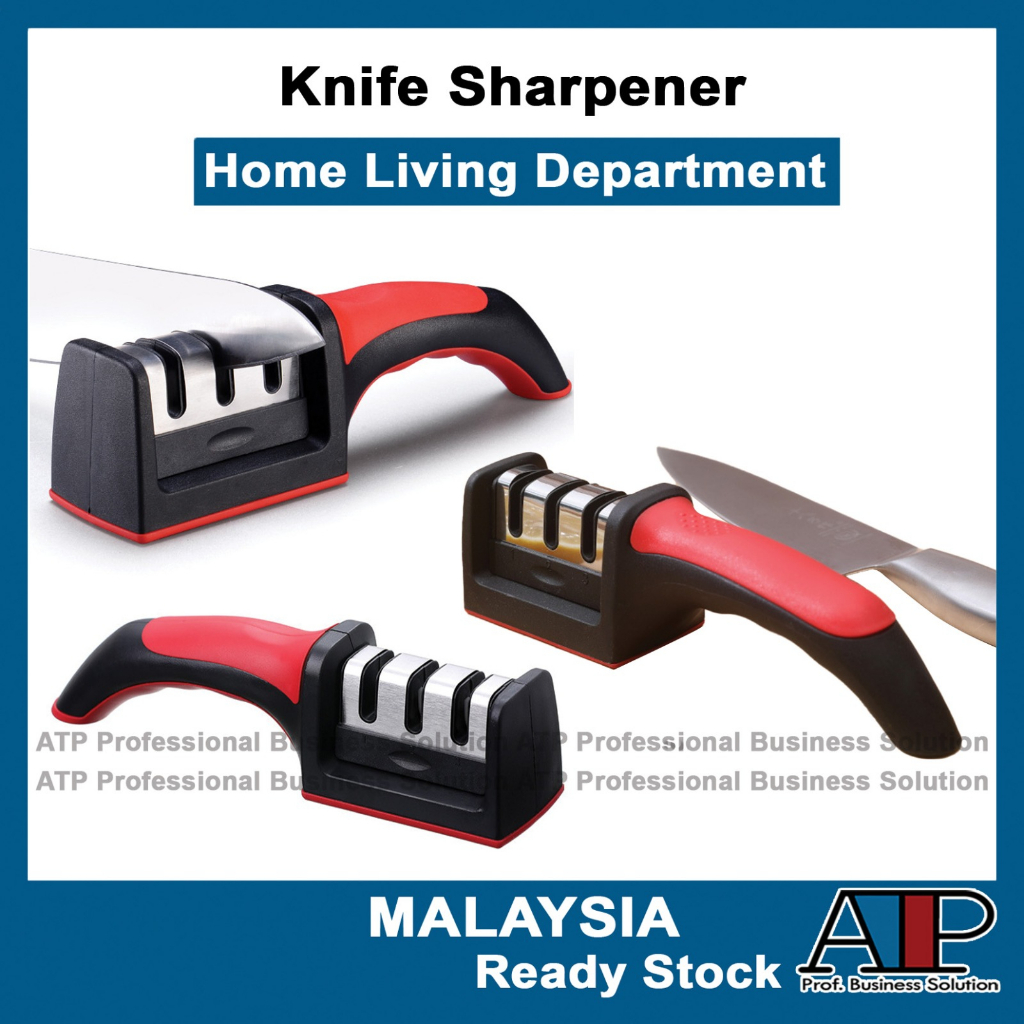 Pantry 3-Stage Knife Sharpener Pengasah Pisau With Anti-Slip Base for Residential Kitchen