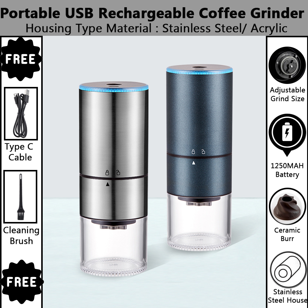 3H Electric Rechargeable& Automatic& Portable Coffee Grinder with CNC Conical/Ceramic Burr [Adjustable Coffee Thickness]