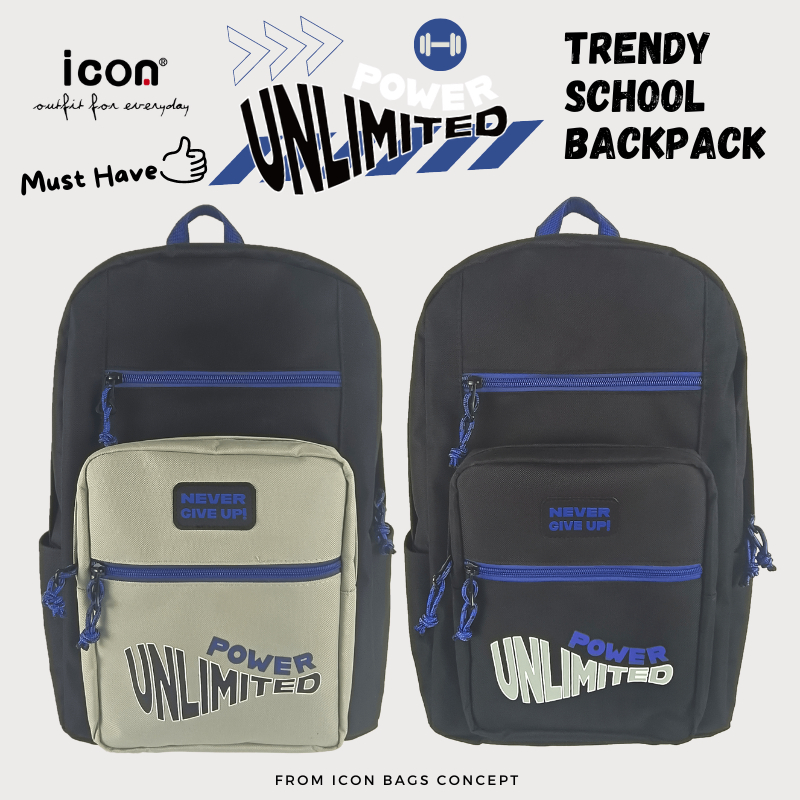 ICON Backpack Double Slider Metal Zipper easily access on one or both ...