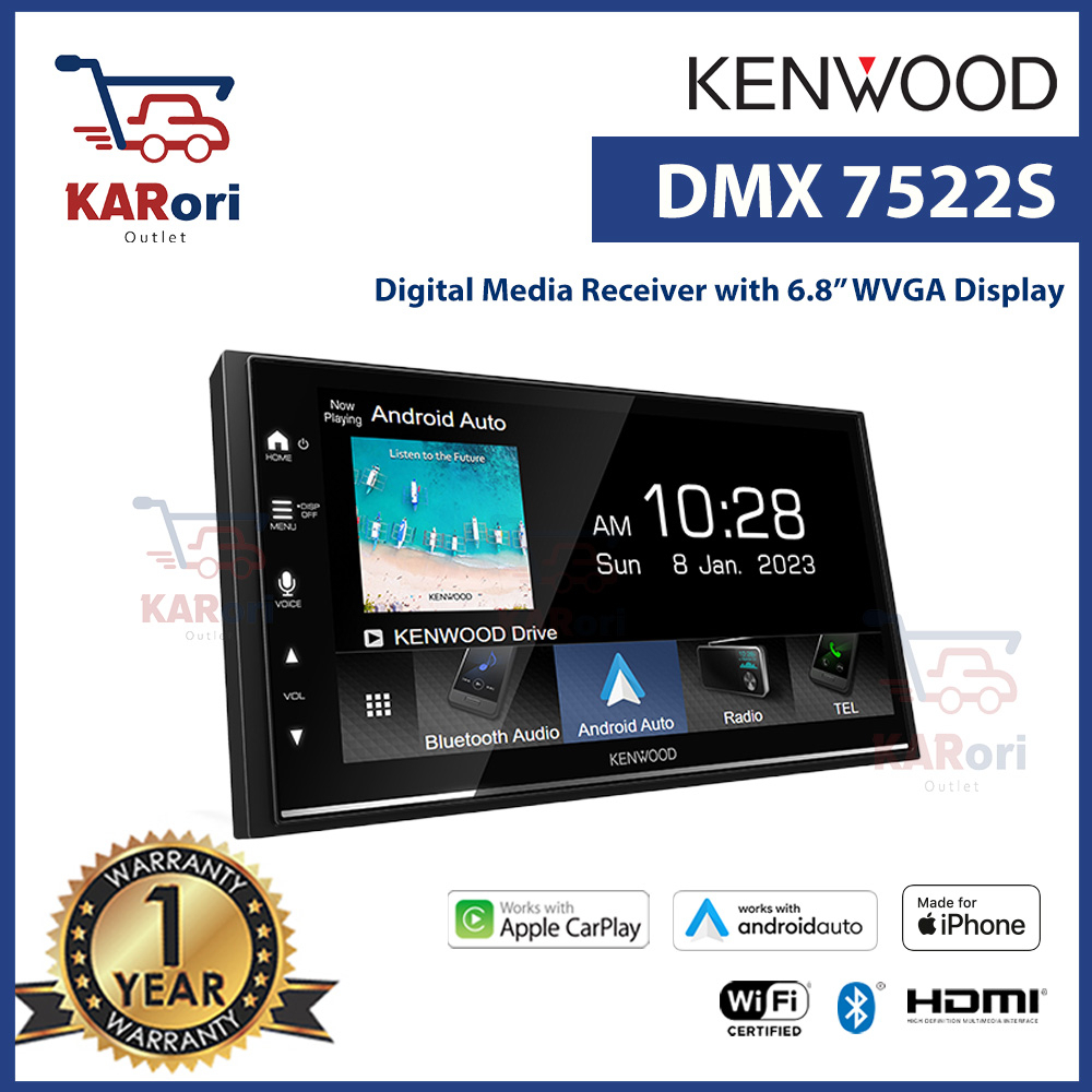 KENWOOD DMX7522S WIRELESS APPLE CARPLAY / ANDROID AUTO 6.8" WVGA