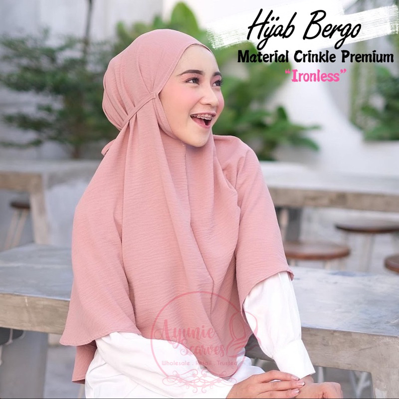 Hijab Bergo Ironless “Ready Stock” Tudung Sarung Instant Material Crinkle