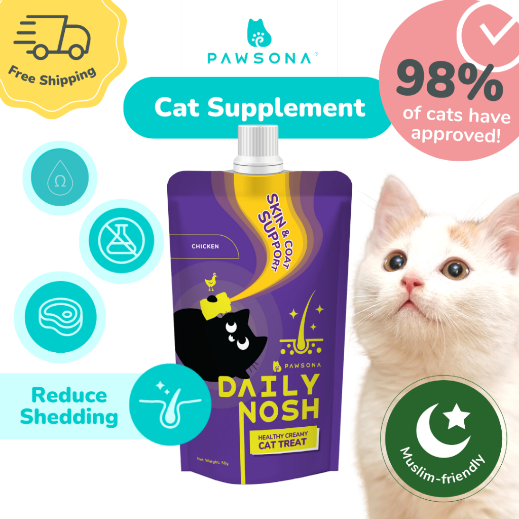 Pawsona Daily Nosh Healthy Creamy Cat Treat Chicken Skin & Coat Support 