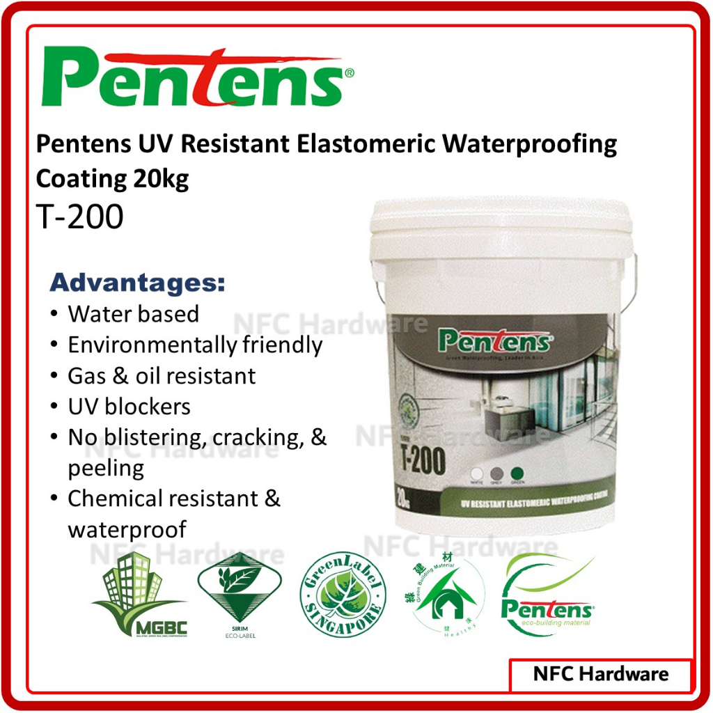 PENTENS T-200 UV Resistant Elastomeric Waterproofing Coating 20kg ...