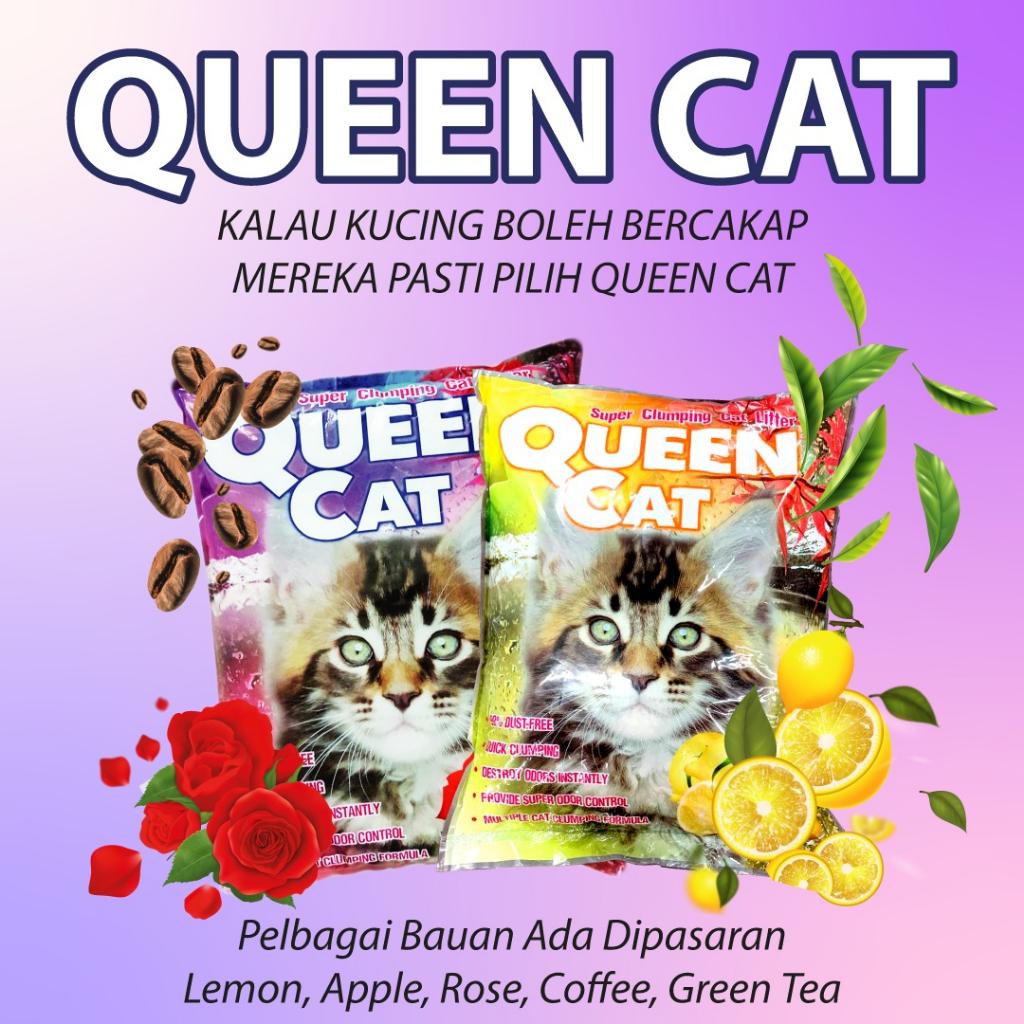 12 Liter / 7KG Pasir Kucing Queen Cat Super Premium Cat Litter | Shopee ...