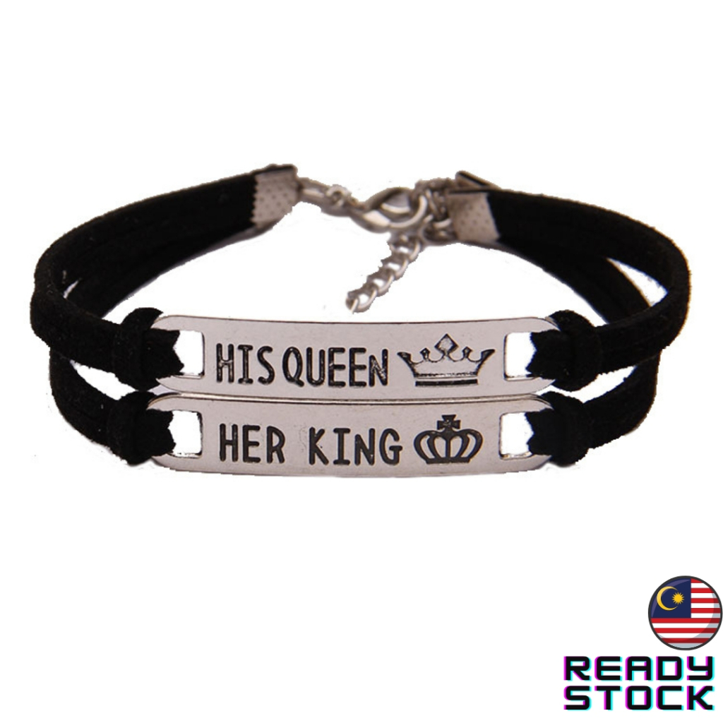 His Queen Her King Couple Bracelet Matching Bangle Gelang Tangan Lelaki Perempuan Murah Gift Adjustable Bracelet Hadiah