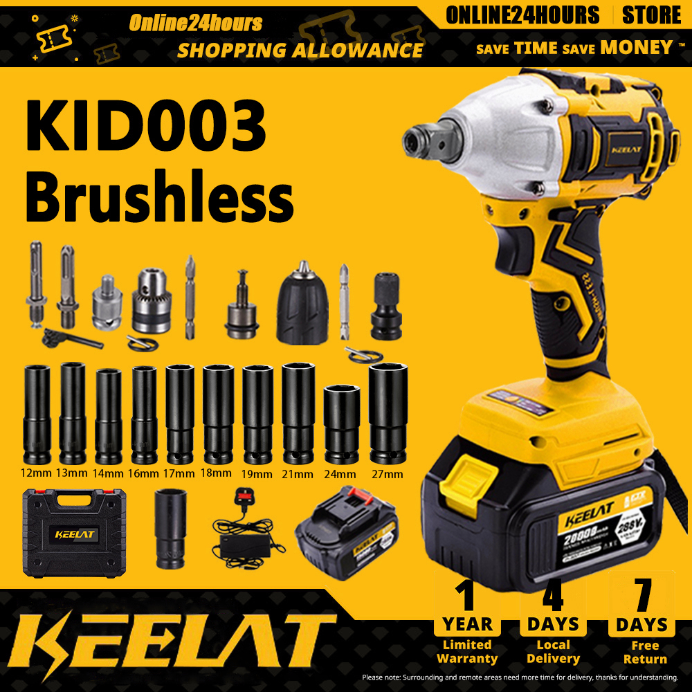 KEELAT KID003 420N.M Cordless Impact Wrench Bateri Heavy Duty Impact