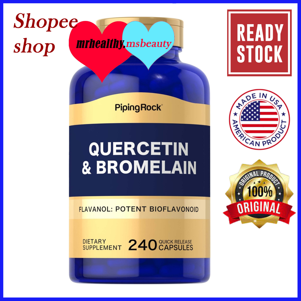 PipingRock Quercetin Plus Bromelain, 400 mg (per serving), 240 Quick ...