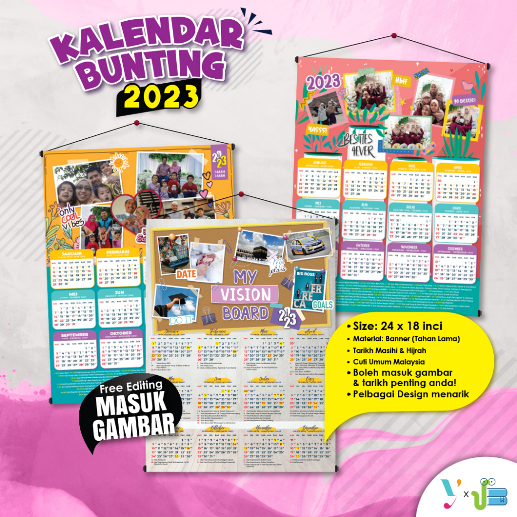 KALENDAR BANTING 2023 SAIZ 18X24 INCI (BOLEH EDIT GAMBAR & TARIKH ...