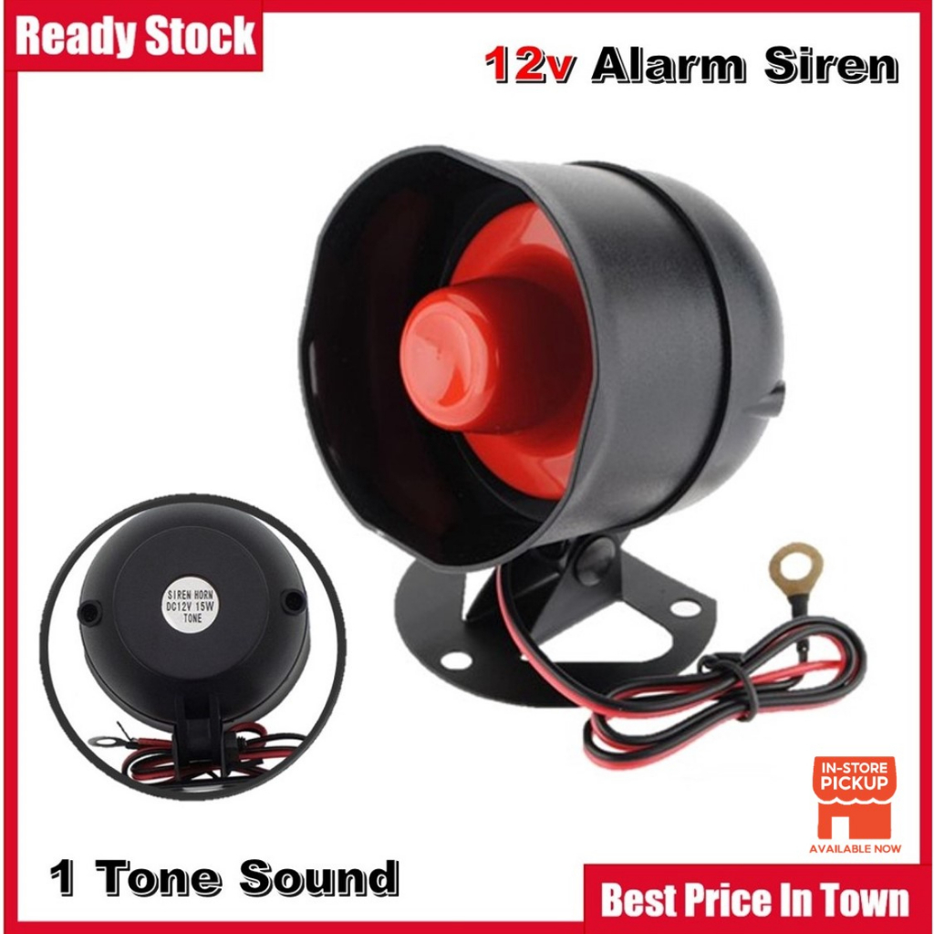 Car Alarm Siren Horn Super Loud 12V Alarm System Siren Electric 1 Tone Car Van Truck Auto Vehicle Alarm Kereta Alarm