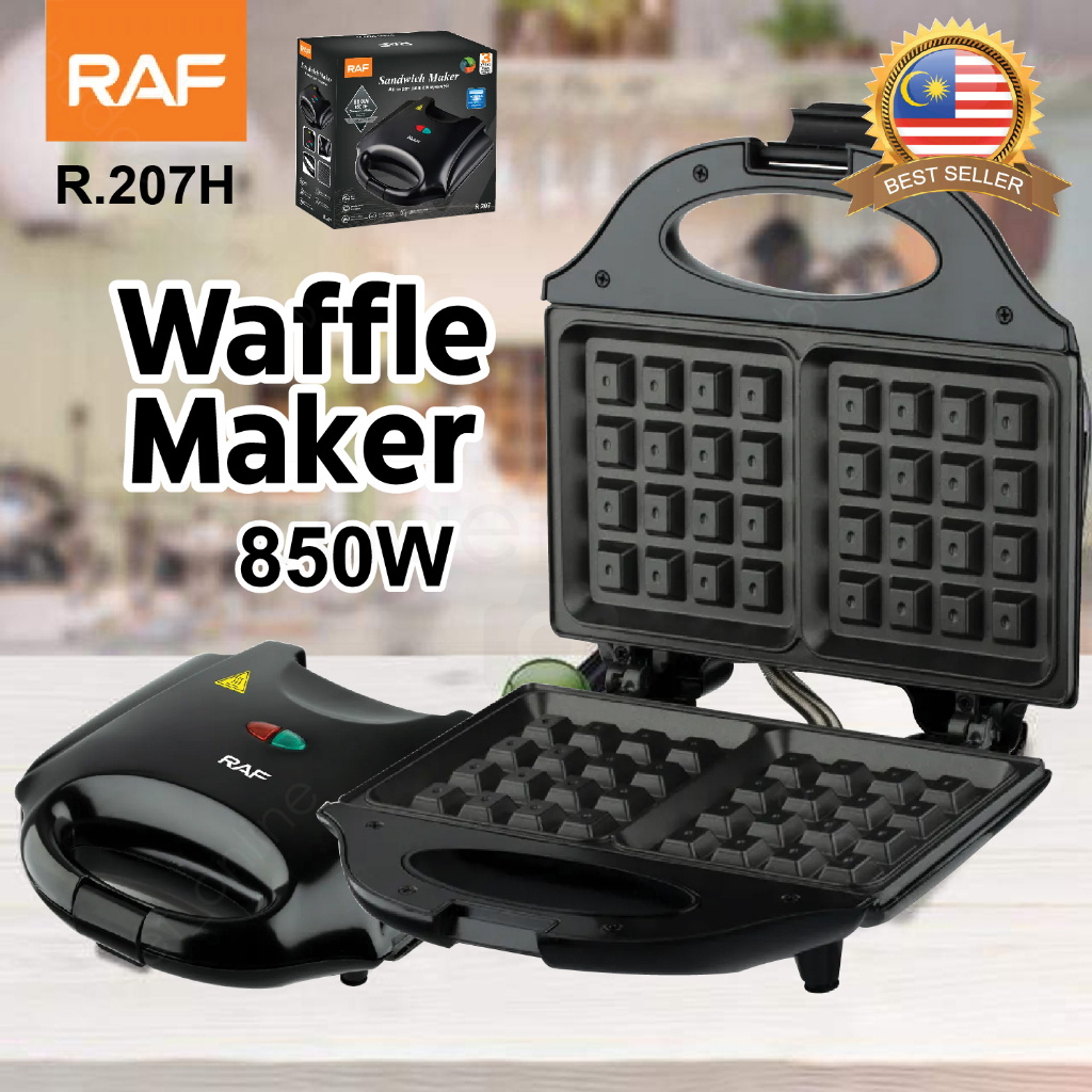 RAF Waffle Maker Panini Press 850W Non Stick Coated Double Side Breakfast Machine / Mesin Pembuat Wafer