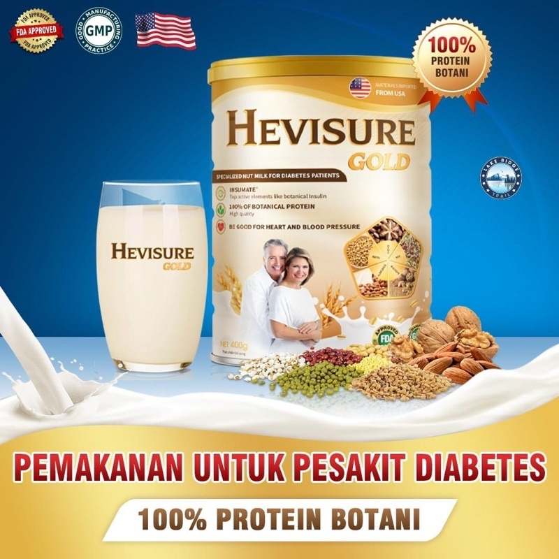 HEVISURE GOLD SUSU Untuk DIABETIC TURUNKAN GULA DARAH SAKIT SENDI 400g