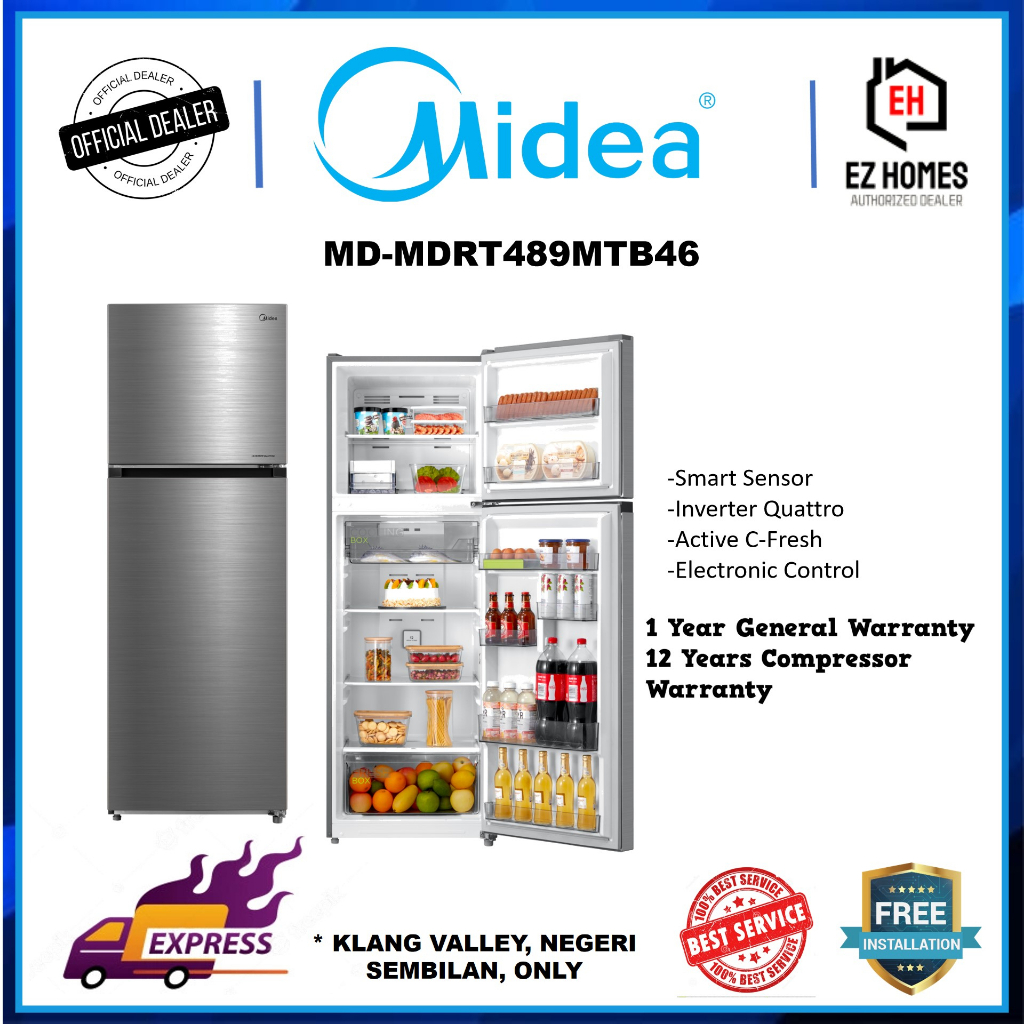 MIDEA MDRT489MTB46MY MDRT580MTB46MY 400L490L 2DOOR INVERTER