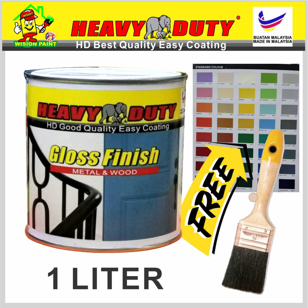 ( High Gloss Finish ) HEAVY DUTY PAINT 1L (FREE 1.5" BLUSH ) Paint for