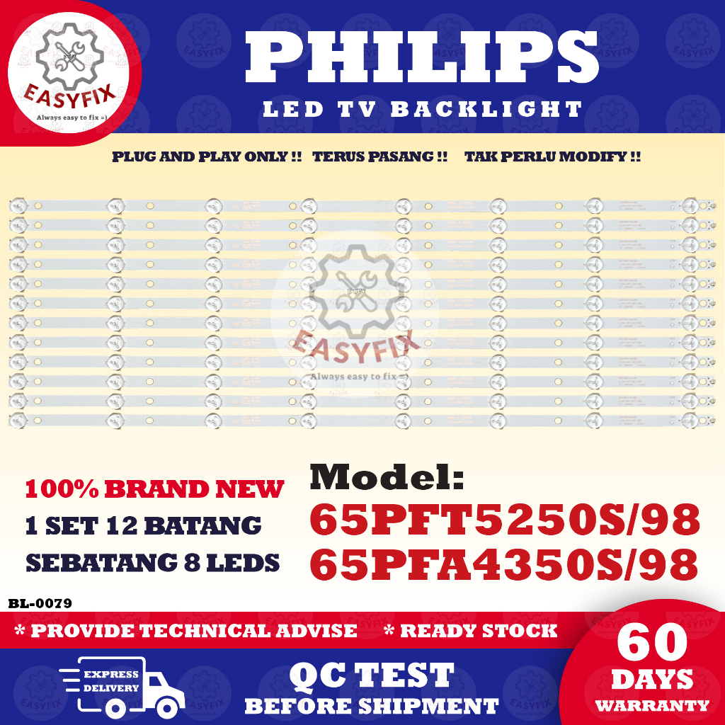65PFT5250S/98 / 65PFA4350S/98 PHILIPS 65 INCH LED TV BACKLIGHT LAMPU TV 65" 65PFT5250S 65PFA4350S 65PFA4350 65PFT5250