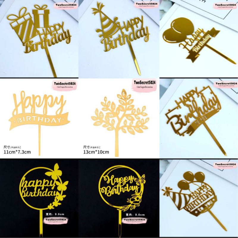 (ReadyStock) (CL) Happy Birthday Princess Prince King Queen Acrylic Cake Topper Decoration