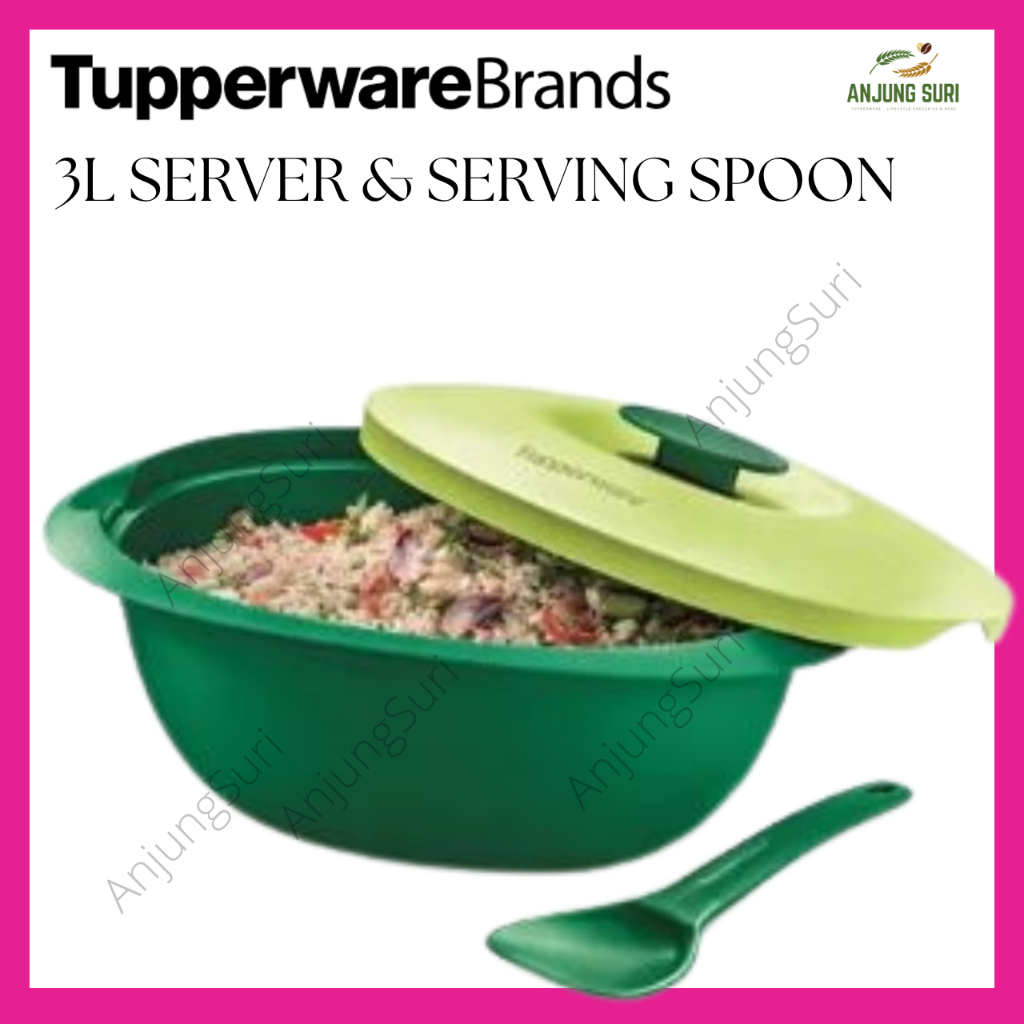 Tupperware Rice Server & Serving Spoon 3L (1) Bekas Hidangan Makanan