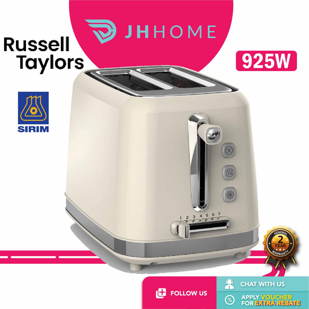 Russell Taylors 2 Slot Retro Toaster RT-10 Cream/RT-10 GREEN | Hitachi 2 Slide Stainless Steel Body Toaster HTO-E20