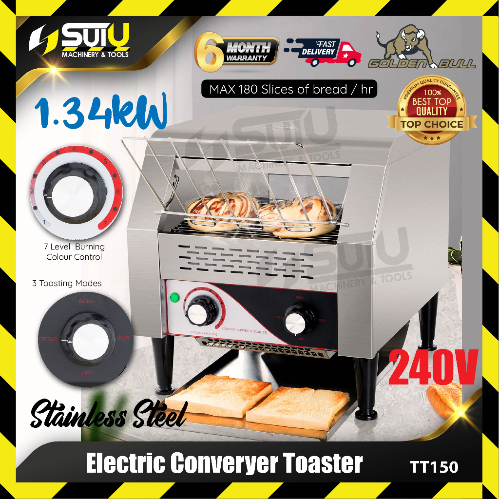 GOLDEN BULL TT150 Stainless Steel Electric Converyer Toaster 1.34kW