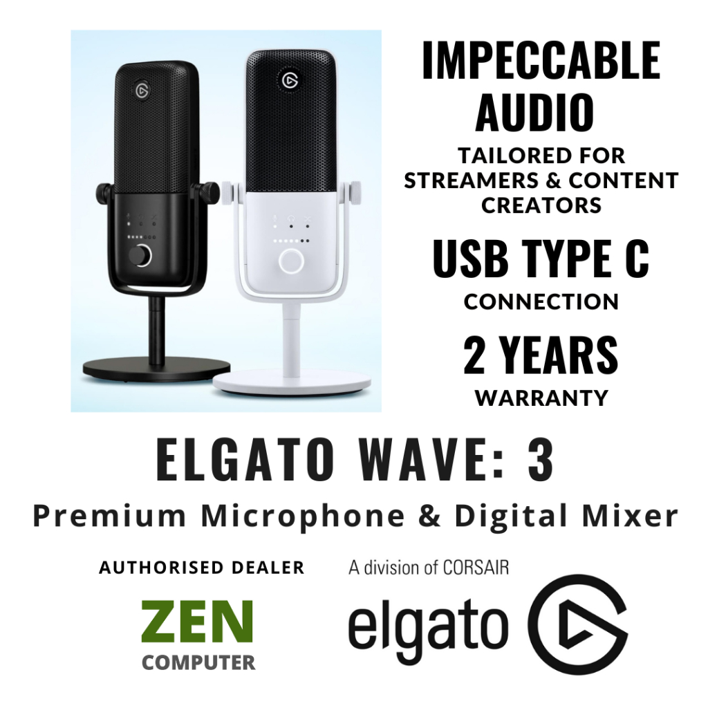 # ELGATO Wave: 3 Premium Microphone & Digital Mixer for Content Creators / Streamers (Black / White) #