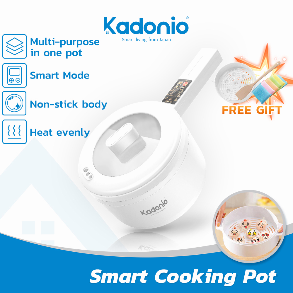 【FREE GIFT】KADONIO 電煮鍋 Multifunction Electric Smart Cooking Pot Multi Cooker with Steamer Rice Cooker Non Stick Pan for Home Office Students(1.8L) EP01