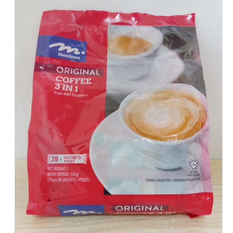 Meadows Original Coffee 3 In 1 // 19g x 28 Sachets Shopee Malaysia