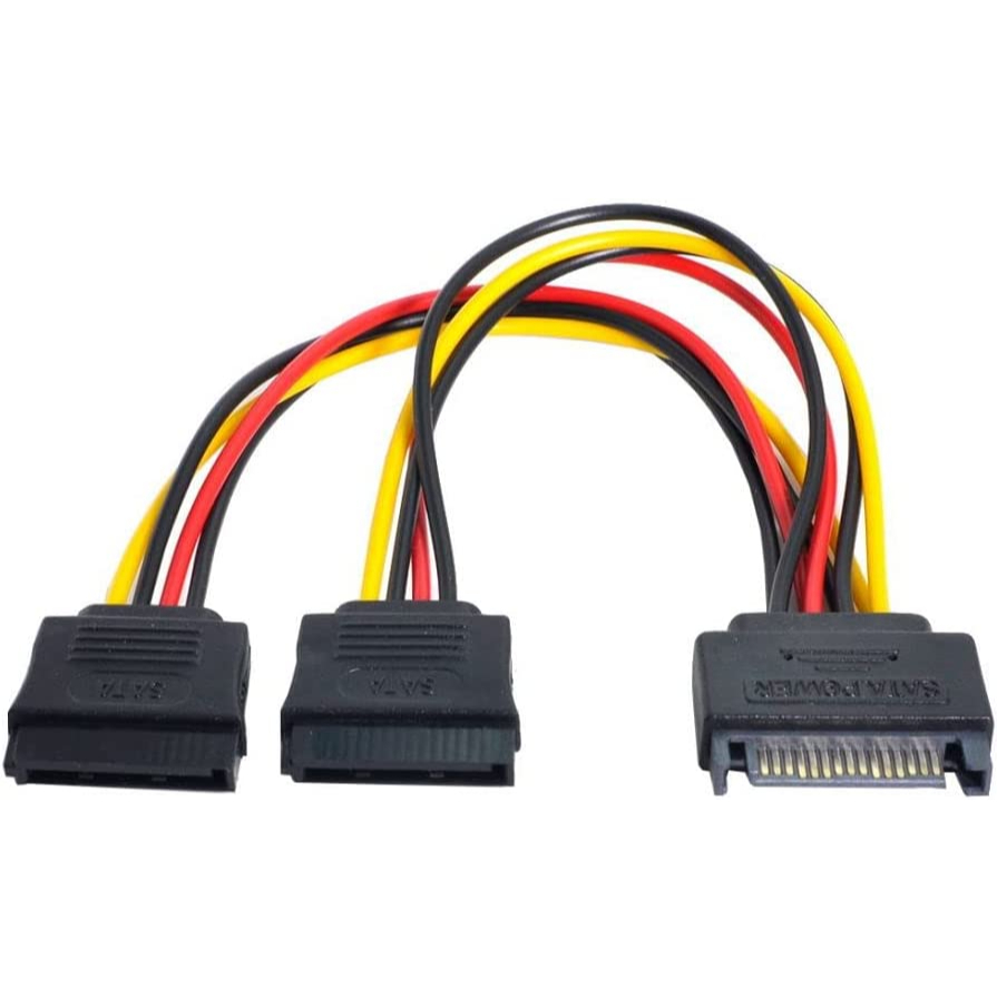 SATA Power Cable,SATA II Hard Disk 15Pin Male 1 to 2 Female Splitter