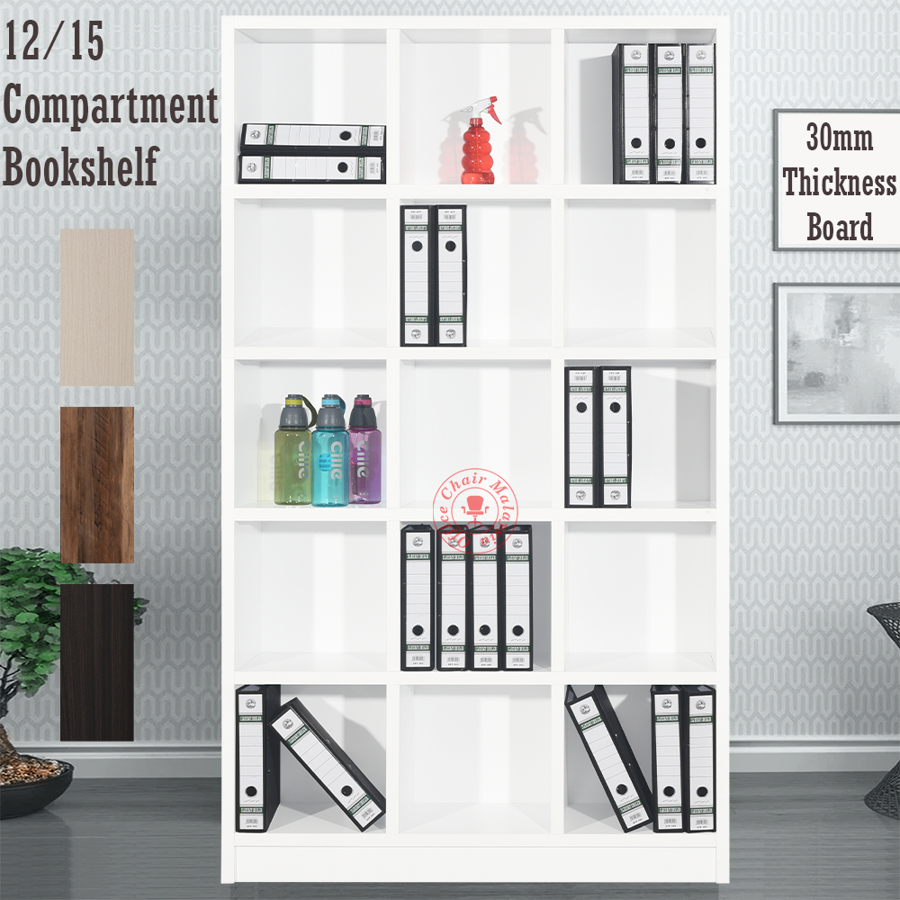 [30mm Thicker] 12 Tier Bookshelf / 15 Compartment Bookshelf / File