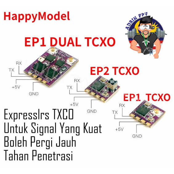 Happymodel EP1 TCXO/EP2 TCXO/EP1 Dual TCXO 2.4GHz ExpressLRS Receiver ...