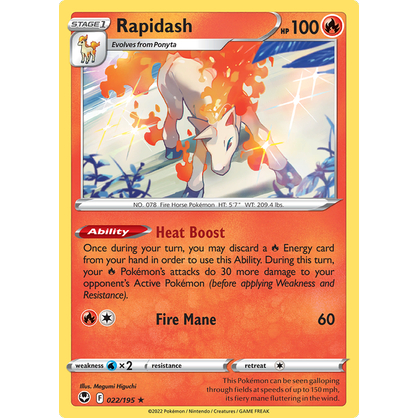 Pokemon TCG - Rapidash - 022/195 - Holo Rare (SS12 Silver Tempest) Pokemon Trading Card Singles